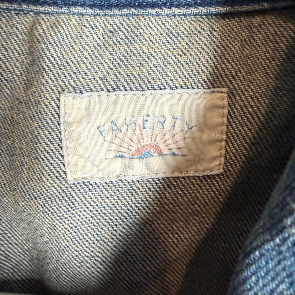 Faherty Ridge Back Denim Suede Jacket Creekside Indigo Wash WOH2510 L/XL New - Picture 5 of 10